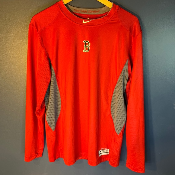Nike Other - Nike Pro Combat Mens L Fitted Center Swoosh Mesh Boston Red Sox Training Shirt